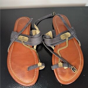 Guess Women's Tan and Gray Sandals thith chain
